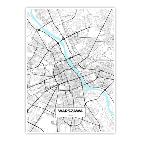plakat mapy miast - Warszawa