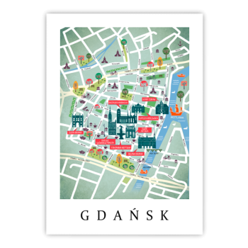 plakat Gdańsk mapa