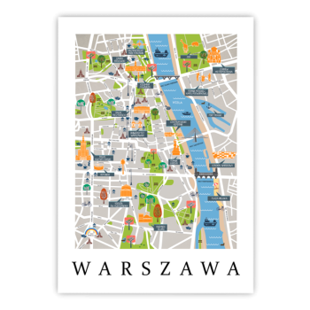 plakat Warszawa mapa
