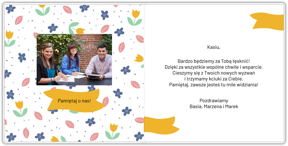 wnętrze fotopamiątka Na odejście z pracy