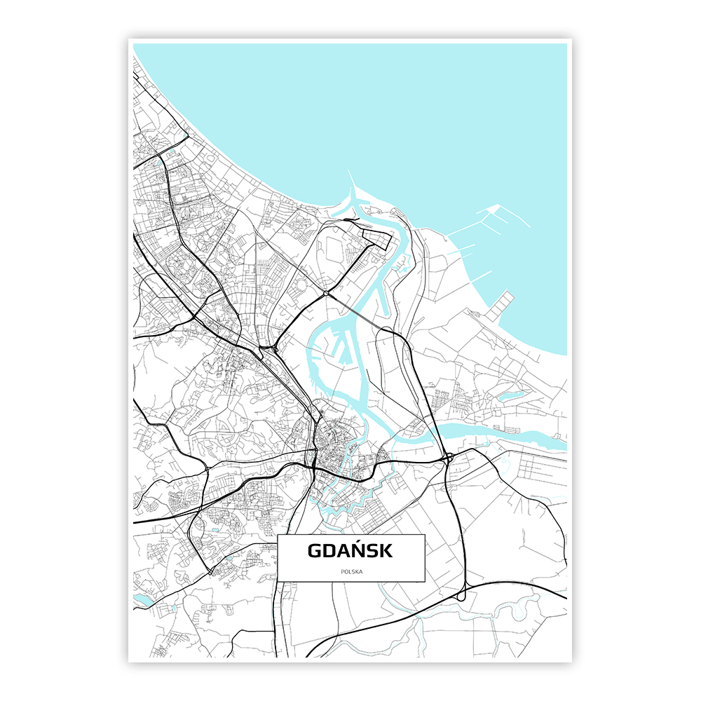plakat mapy miast - Gdańsk