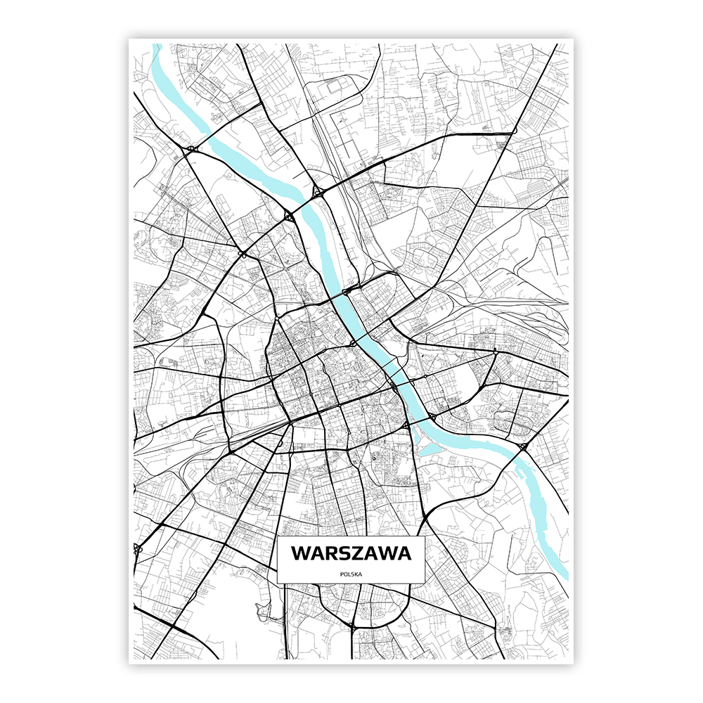 plakat mapy miast Warszawa